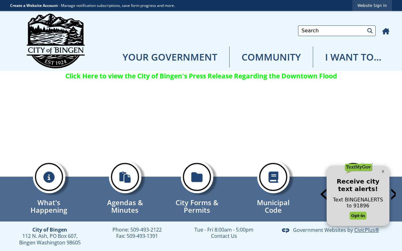 Bingen criminal history source on the official city website