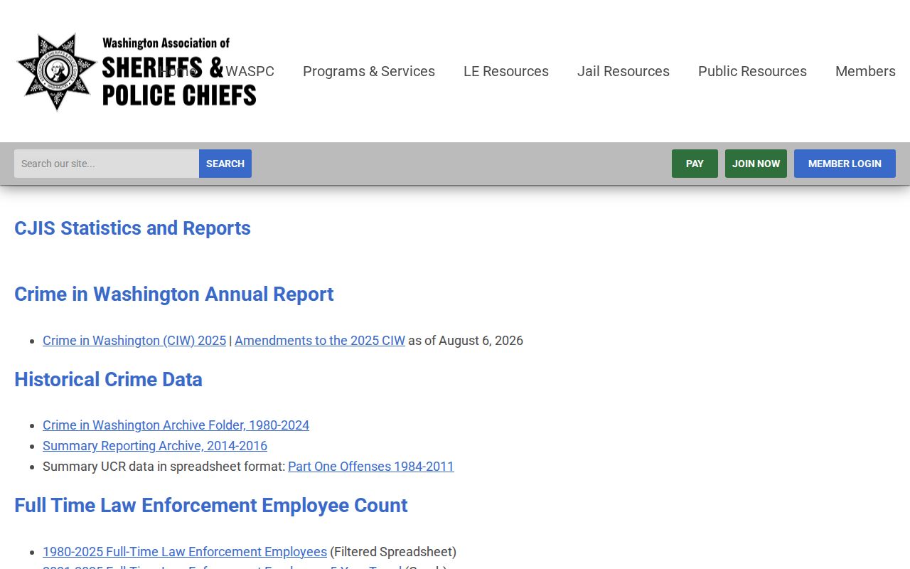 Goldendale criminal records source at the official Washington crime statistics page
