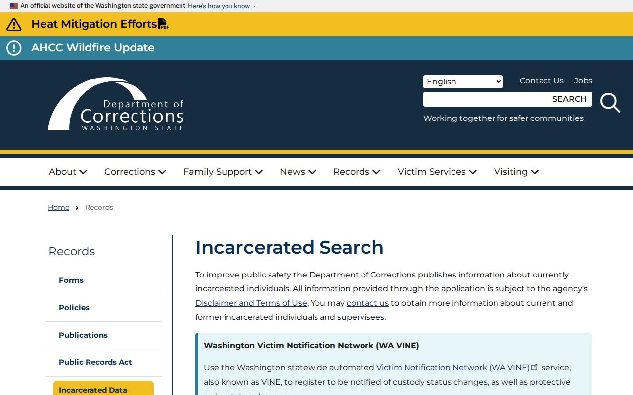 Klickitat County arrest history Washington DOC custody search