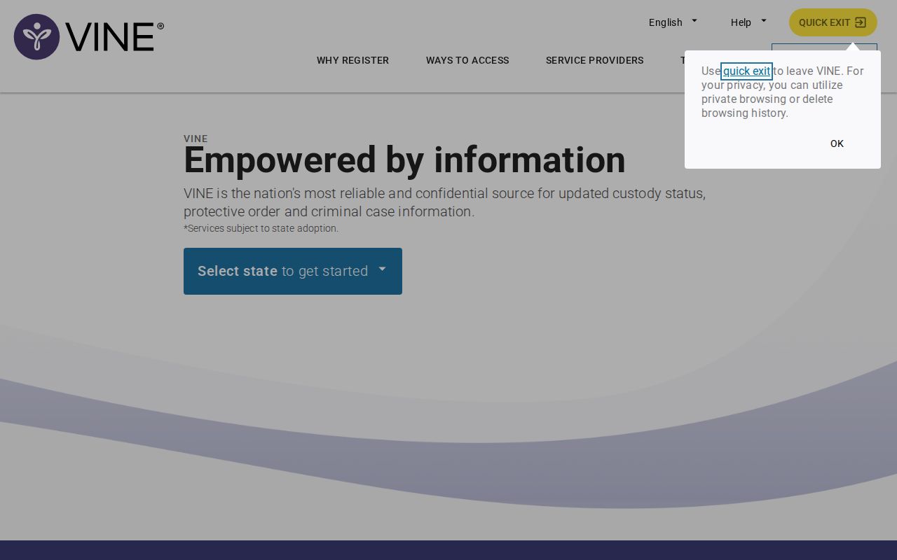Klickitat County arrest history VINE custody notification source
