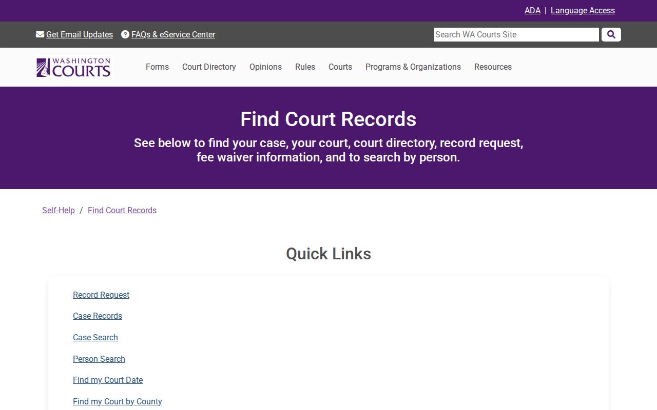 Klickitat County criminal court case record search guidance