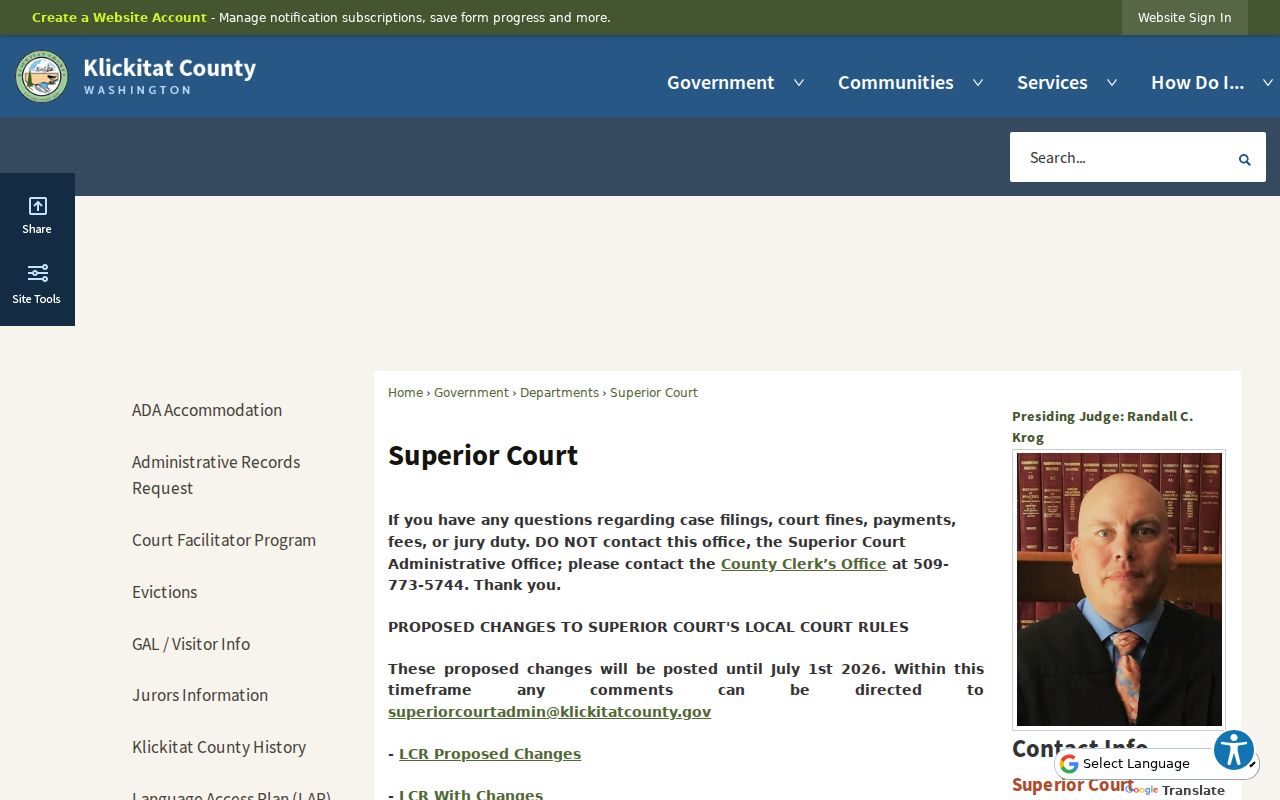 Klickitat County criminal court cases Superior Court source page