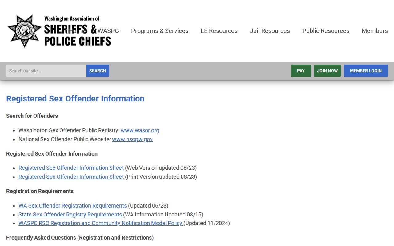 Klickitat County sex offender registry links through WASPC