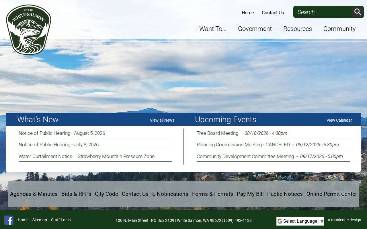 White Salmon criminal history source on the official city website